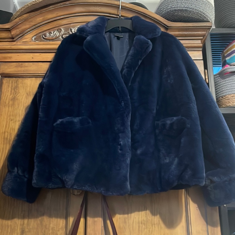 Coco + Carmen Faux Fur Blue Coat S/M